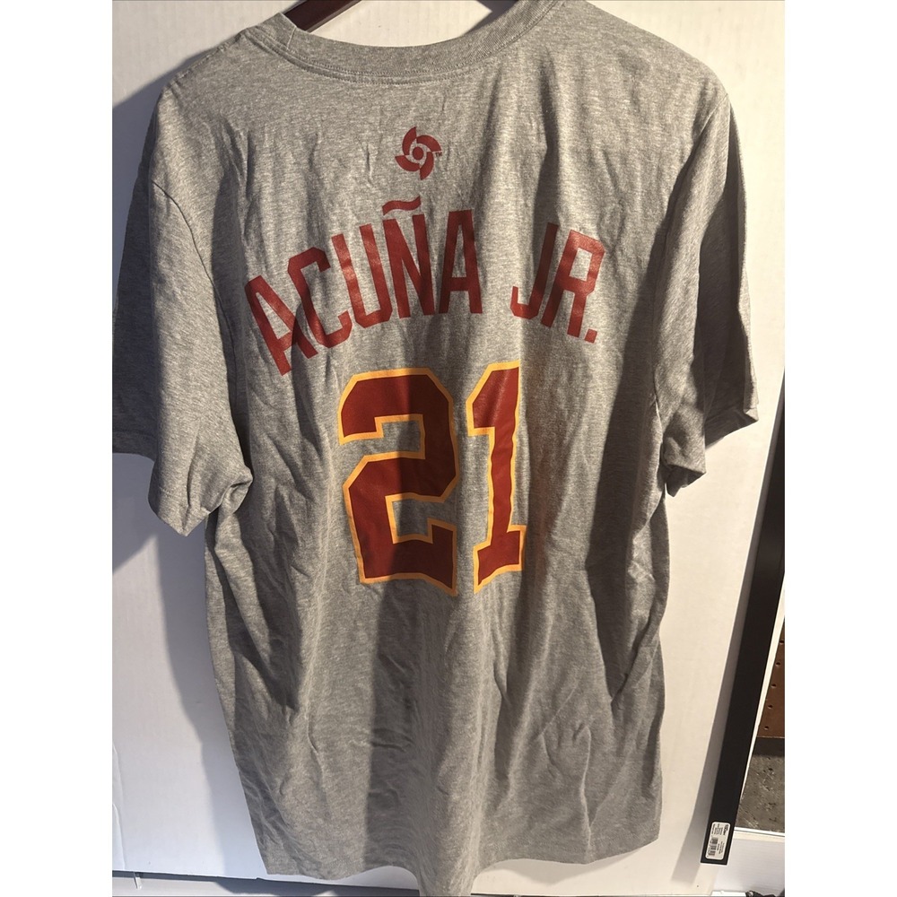 Nike World Baseball Classic Venezuela Ronald Acuña Jr 21 Grey T-Shirt Mens XL